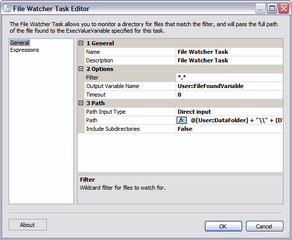 File Watcher Task UI Screenshot
