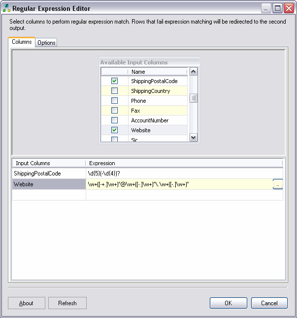 Regular Expression Transformation UI Screenshot