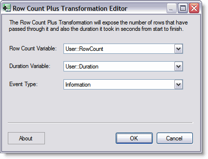 Row Count Plus Transformation UI Screenshot